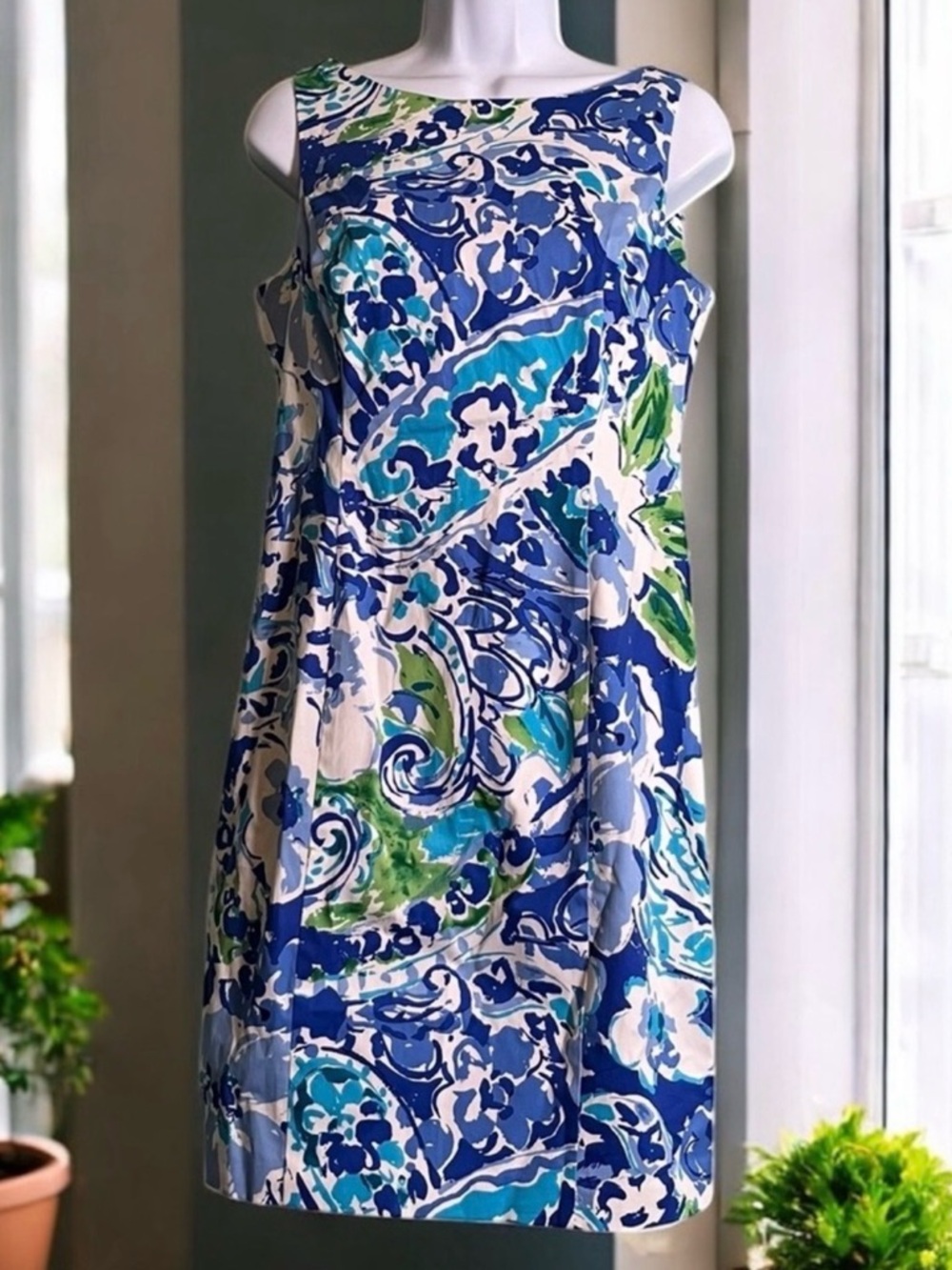CHAPS Ralph Lauren ~Floral Dress ~ Cotton Blend~ Classic Sheath~ Size 8P - Picture 5 of 7